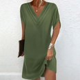 thumbnail image 1 of KIHOUT Chemise de Plage pour Femme à Col en V à Manches Courtes, par-Dessus de Maillot de Bain, Robe Courte d'Été pour la Plage, 1 of 6