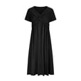 thumbnail image 4 of Pisexur Robe à Manches Courtes à Col en V Mode Robe Décontractée pour Femmes à Manches Courtes Imprimée à Col Rond Robe pour Dames Robes Femmes Robe en Liquidation, 4 of 6