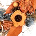 thumbnail image 3 of Northlight Shaved Wood Sunflowers and Wheat Small Artificial Fall Harvest Wreath - 12" - Unlit, 3 of 6
