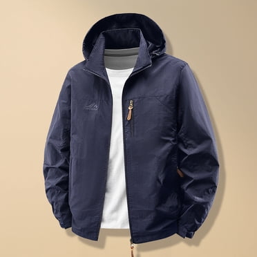 Amzcrzy Men Coat Men's Solid Color Long Sleeved Hooded Workwear Detachable Hat Jacket Mens Bomber Jacket Jackets for Men Men's Clothing