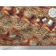 thumbnail image 2 of Soimoi Orange Poly Georgette Fabric Leopard & Tiger Animal Skin Printed Fabric 1 Yard 42 Inch Wide, 2 of 3