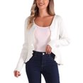 thumbnail image 1 of INSPIRE CHIC Long Sleeve Shrug for Women's Buttons Ruffle V Neck Sweater Cardigan S White, 1 of 6