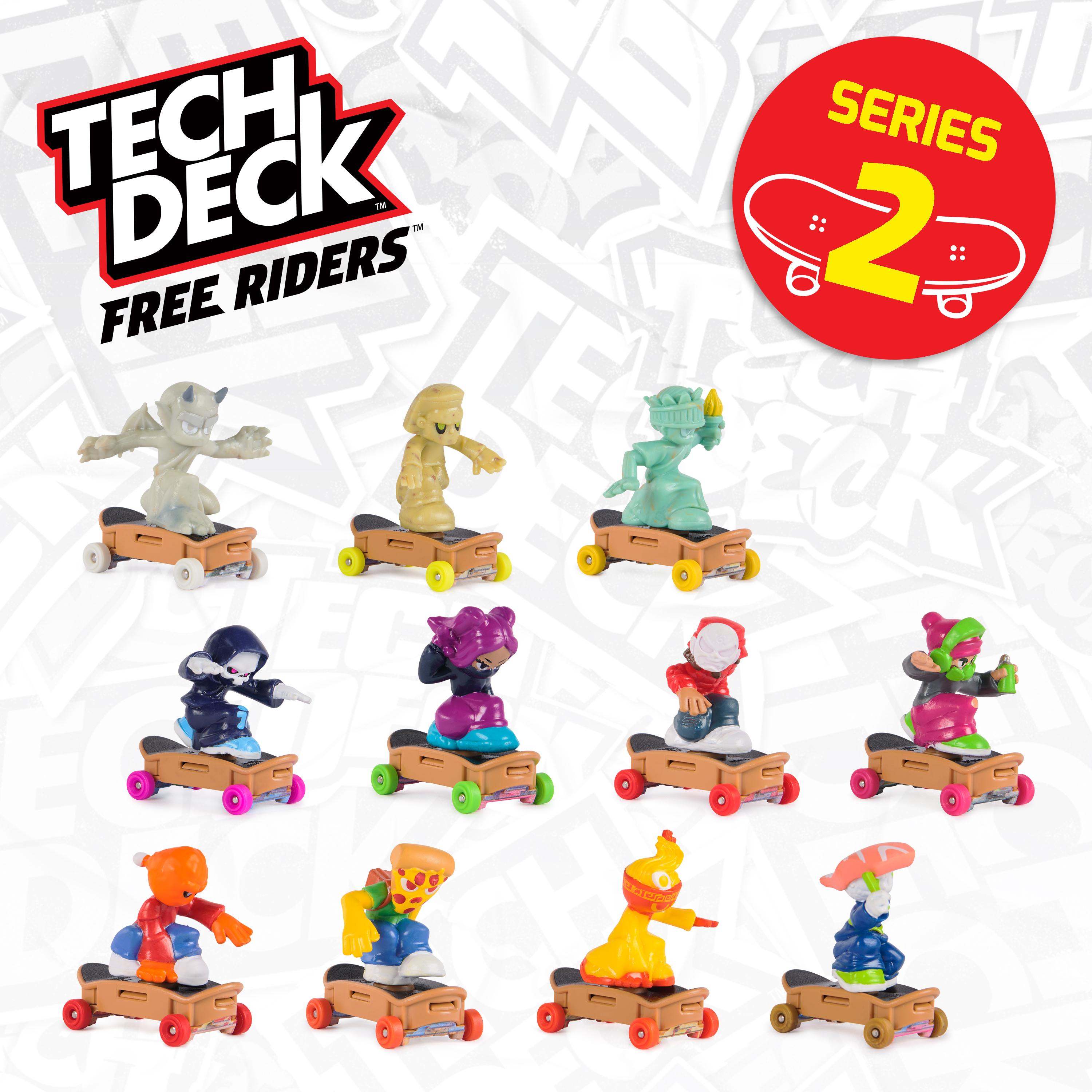 Tech Deck, Free Riders, Pack de 1 jouet surprise, fingerboard et jouet à manipuler mystère, jouets et coffrets de skateboard pour enfants, figurines à collectionner, à partir de 6 ans