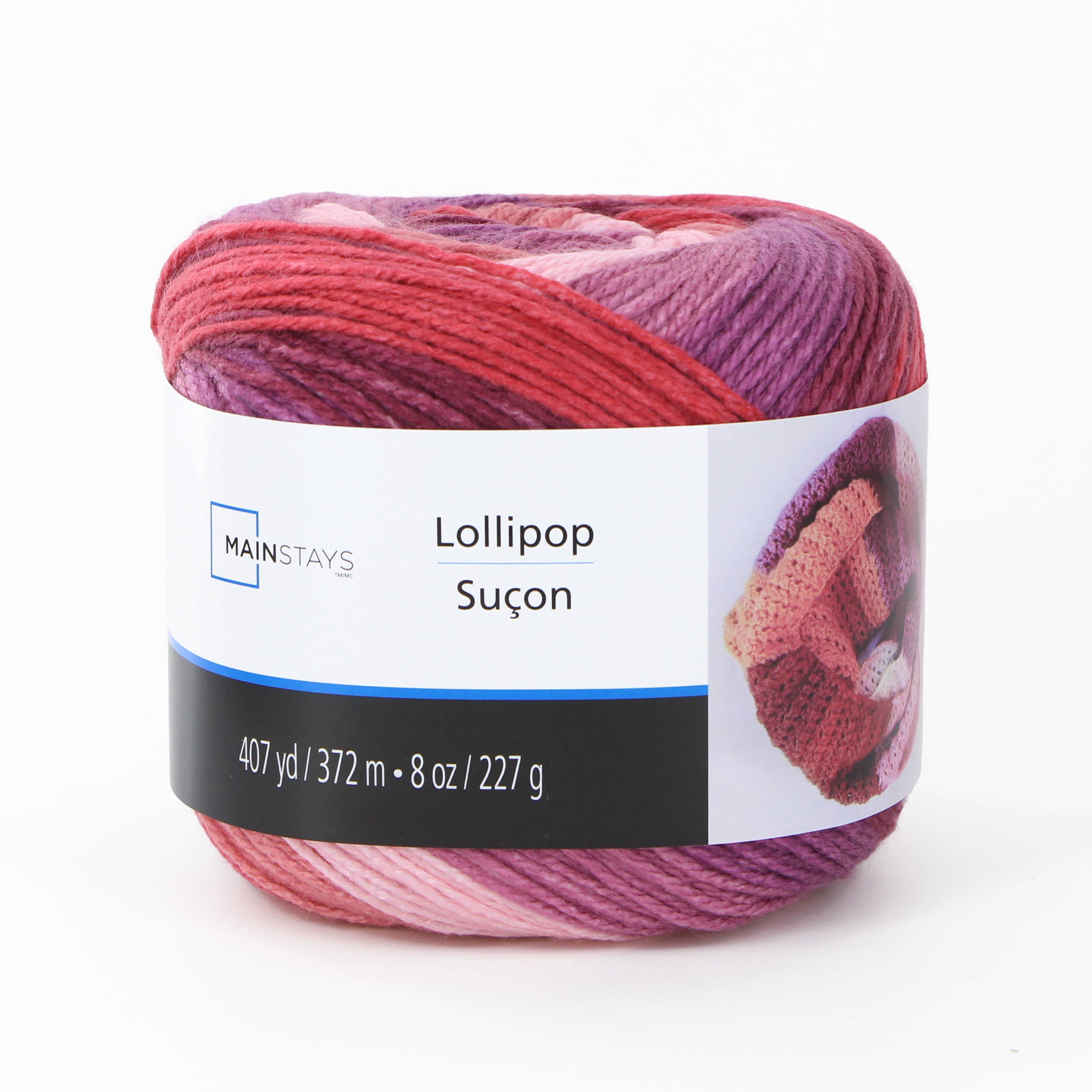 MAINSTAYS Lollipop laine - rouge Variegated, #4 Medium acrylique, 227 g (8 oz)/372 m (406.8 yd)