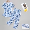 thumbnail image 2 of 2025 Ensemble de Pyjama pour Femmes Court Pyjamas Mignons pour Femmes Haut à Manches Pantalon Capri Pantalon de Pyjama en Molleton pour Femmes Vêtements de Nuit, 2 of 3