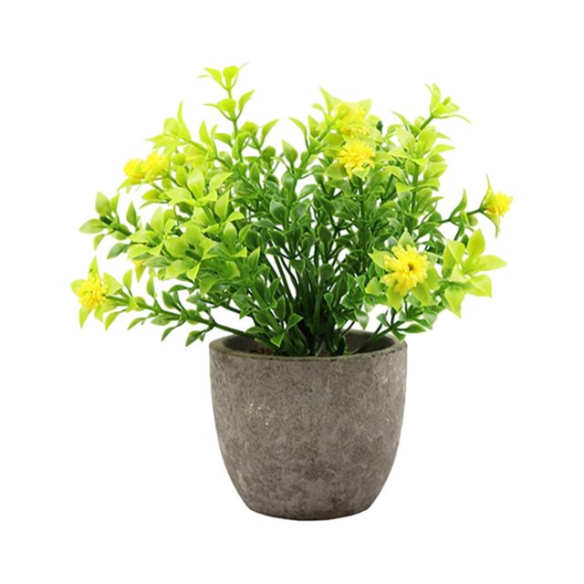 Decodeary Green Eco-friendly Artificial Money Tree In Pot Long-lasting Durability Realistic Appearance yellow babysbreath 1Set