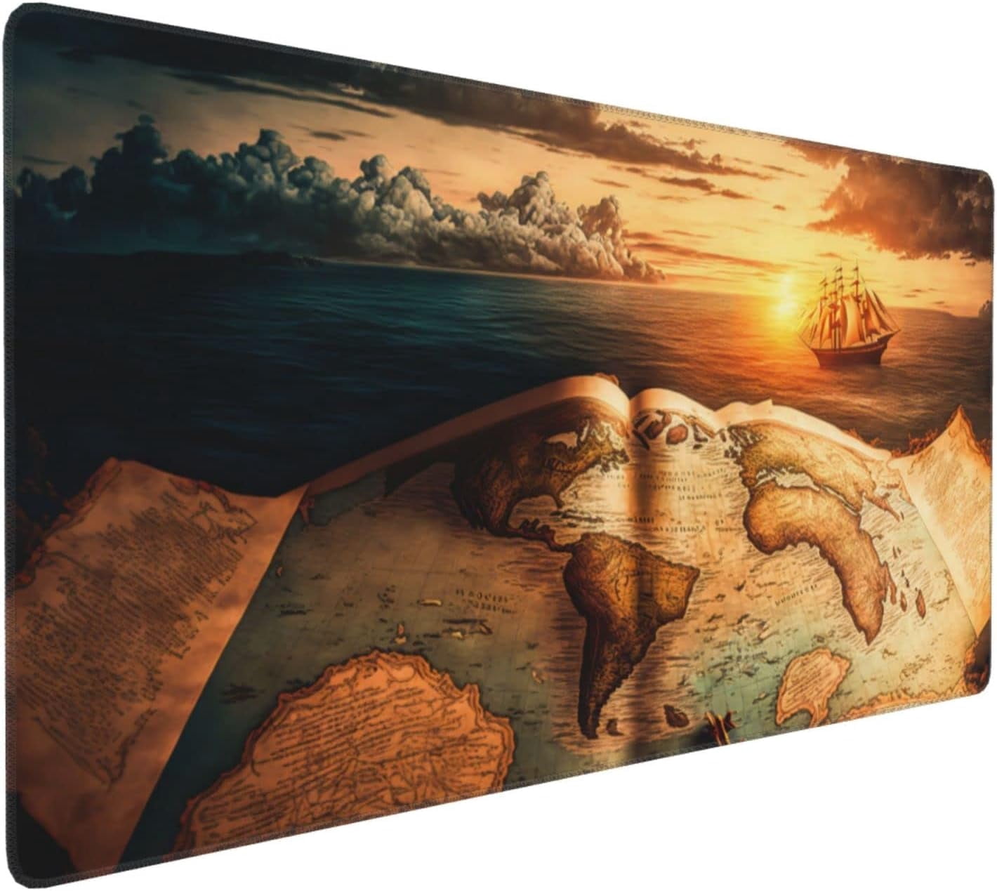 Gaming Mouse Pad,Large Mouse Pads for Desk,Non-Slip Rubber Base Extended Mousepad,XXL Keyboard Mouse Mat,Computer Keyboard Desk Pad with Stitched Edges,35.4x15.8inch,Antique World Map