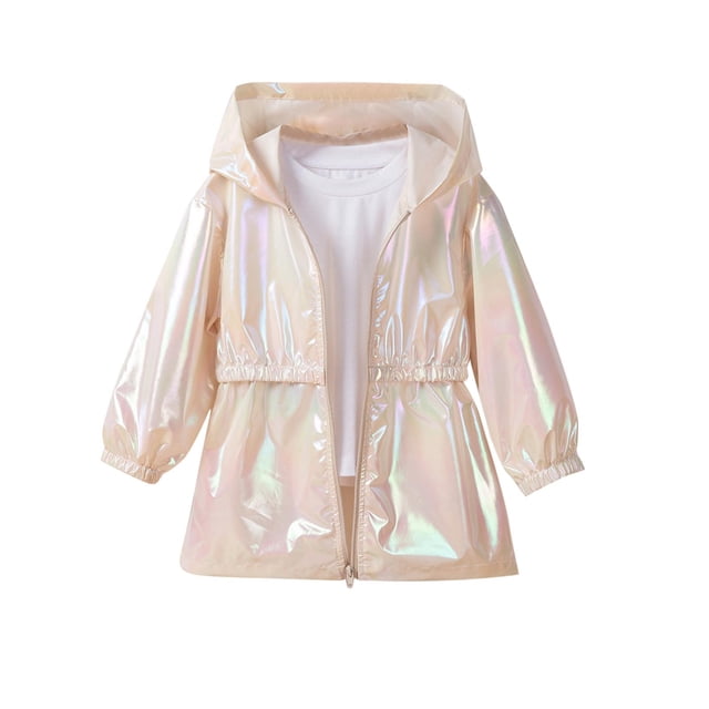MeetoTime Children's Long Sleeved Hooded Jacket Kids Solid Color Spring Zipper Thin Coat for Girls