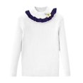 thumbnail image 2 of WRKEKC Girls Ruffled Collar Knit Sweater Flower Decoration Solid Color Long Sleeve Soft Warm Pullover for 3-7 Years Toddlers Fall Winter, 2 of 3