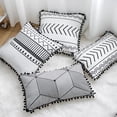 thumbnail image 4 of Opolski Simple Geometric Fringe Decorative Cushion Rectangle Tassel Soft Pillow Cover, 4 of 7
