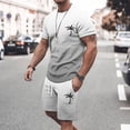 thumbnail image 1 of Men's Summer Tracksuit Plus Size Short Sleeve O Neck Athletic Suit Casual Color Block Waist Tracksuit Set, 1 of 4