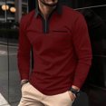 thumbnail image 1 of RXIRUCGD Hommes Couleur Unie Poche Manches Longues Col Rabattable Mode Chemise de Balle de Golf Hauts, Rouge, Taille : M, 1 of 6