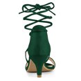 thumbnail image 3 of BLISSFUL STEP Women's Open Toe Kitten Heel Lace Up Sandals Green 6, 3 of 7
