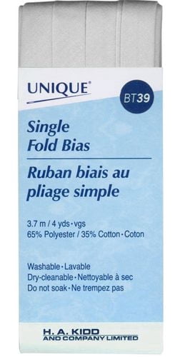 UNIQUE Single-Fold Bias Tape 3.7 m (4 yd) gris, argent