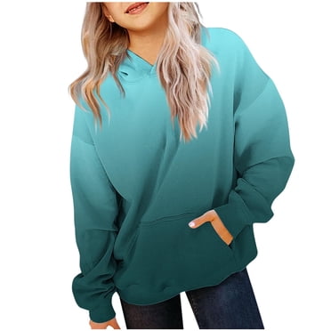 Milgrthf Mignons Chandails à Capuchon pour Adolescentes Tendance Preppy Chandails à Capuchon Surdimensionnés Chandails à Manches Longues Dégradé Vêtements pour Filles Marine 9 Ans