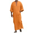 thumbnail image 1 of Ketyyh-chn99 Chemise Homme Mode Homme Décontractée Mode Coton Col en V Manches Longues Robe Veste Haut Orange,5TG, 1 of 5