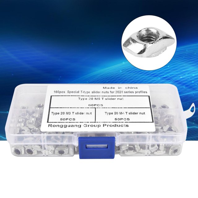 Spptty T Slot Sliding Nut, Aluminum Nut, Simple Operation T Slot Nut Sliding Block, 160 Pcs/Set For Workshop Tools Workshop Supplies