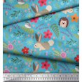 thumbnail image 2 of Soimoi Polyester Crepe Fabric Floral,Rabbit & Porcupine Cartoon Printed Fabric 1 Yard 52 Inch Wide, 2 of 3