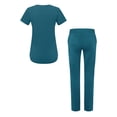 thumbnail image 2 of Adar Ensemble de Sarrau Pro pour Femmes - Haut de Sarrau Moderne à Col en V et Pantalon de Sarrau de Yoga Ajusté, 2 of 7