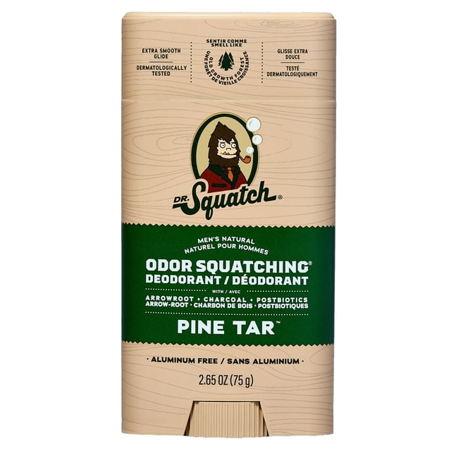 Dr. Squatch Natural Men's Deodorant - Odor-Squatching Aluminum Free - Pine Tar 2.65 oz