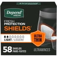 thumbnail image 1 of Depend Incontinence Shields, Pads for Men, Light Absorbency, 58 Count, 1 of 6