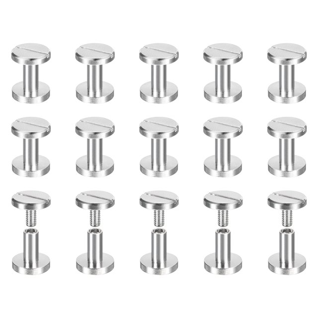 30Pack Brass Chicago Screws, 8x10mm Post Nail Stud Rivets, Silver