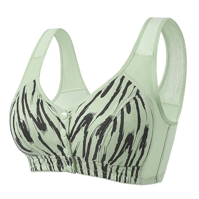 ManxiVoo Soutien-Gorge Sans Armatures à Fermeture avant pour Poitrine Généreuse Grande Taille Bonnet Soutien Ajustement Confortable Style Camisole Sans Coutures Design Imprimé Taille P Vert Pâle