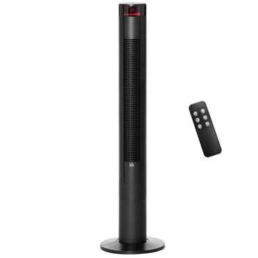 HOMCOM Ventilateur Tour pour Chambre avec Oscillation, Télécommande, Noir