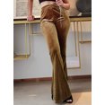 thumbnail image 3 of Honganda Women’s Velvet Flare Pants Solid Color Slim Fit Bell-Bottom Trousers Bootcut Pants, 3 of 8