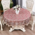 thumbnail image 2 of QJUHUNG Lace Round Tablecloth Embroidery Coffee Table Cover for Dining Room Picnic Wedding Party Banquet Home Decor, 2 of 7