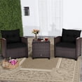 thumbnail image 2 of Giantex 3 Pieces Patio Furniture Set, PE Rattan Wicker 3 Pcs Outdoor Sofa Set w/Washable Cushion and Tempered Glass Tabletop, Conversation Furniture for Garden Poolside Balcony (Black), 2 of 10