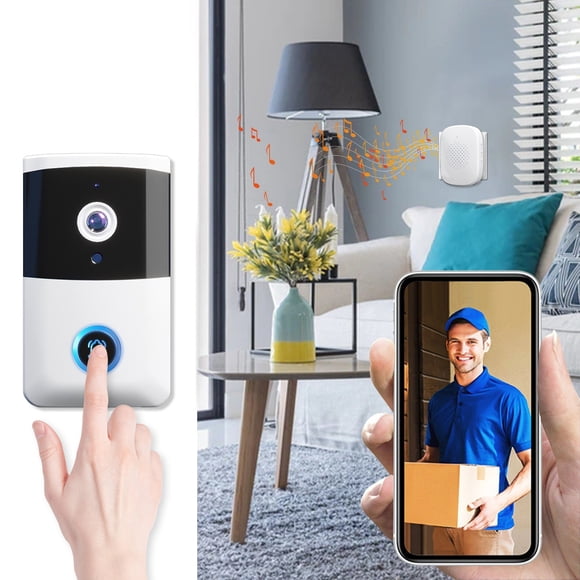 HCBY Sonnette Vidéo, Intercom Visuel Intelligent Sans Fil avec Vision Nocturne, Contrôle Audio Bidirectionnel par Application, Batterie Rechargeable 800 mAh pour la Sécurité à la Maison