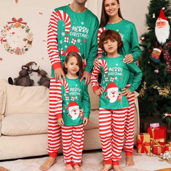 RKSTN Christmas Pajamas for Family Fashion Long Sleeves Tops and Pants Sleepwear for Dad / Mom/ Kids Cute Elk Snow Printed Matching Pajamas Set(Mom)