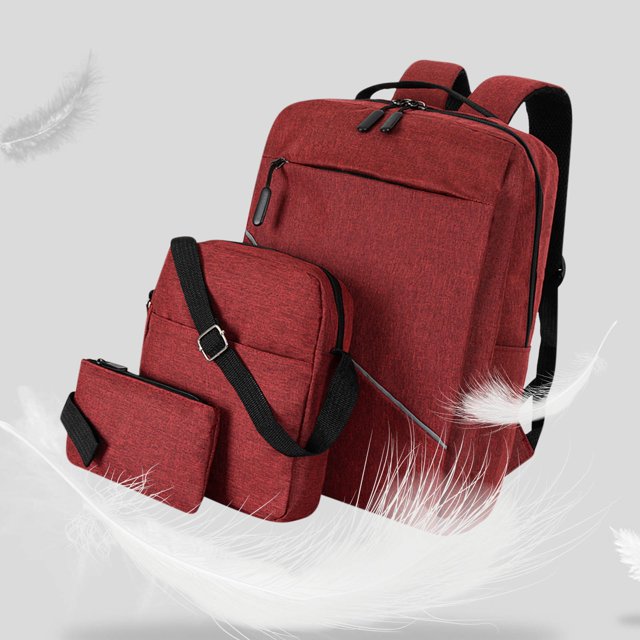 Yhmxh Electronics Computer Accessories Gaming Accessories Fashion Three-piece Backpack Backpack Male Business Usb Charging Laptop Bag High-capacity Students Bag Lunch Boxs