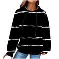 thumbnail image 2 of EGNMCR Sweat à Capuche à Manches Longues pour Femmes, Imprimé Rayé, avec Poches, Automne, 2 of 6