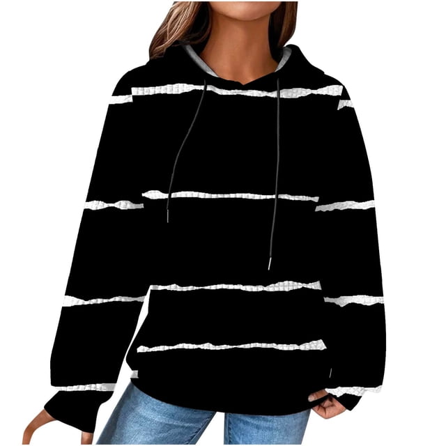 Yuyuzo Plus Size Sweatshirts for Women Long Sleeve Drawstring Oversized Hooded Casual Fall Pullover Tops with Pockets