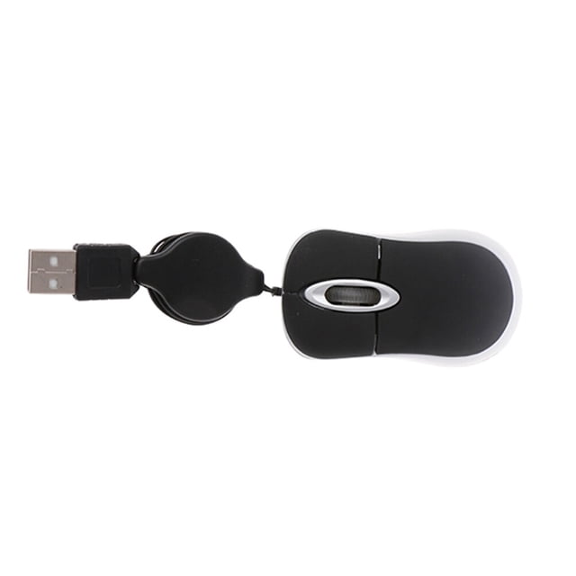 KAKOWELY 2 Pcs Mini Souris Optique de Voyage Compacte Cordon Rétractable Plug and Play pour Windows (Noir), 2.99"X1.57"X0.98 Pouces