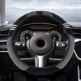 thumbnail image 2 of Grey Stretchable Steering Wheel Cover Without Inner Ring Plush Material For Comfortable Grip Universal Fit For Most Cars 14.97 Inches Easy To Install And Non Slip Design For Safe Driving, 2 of 6
