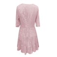 thumbnail image 3 of Robe Femme Épaules Dénudées Robe Formelle Dames Paillettes Sequins Col Rond Manches Courtes Grande Ampleur Robe Mignonne Vêtements Femme Adulte Rouge Taille g, 3 of 6