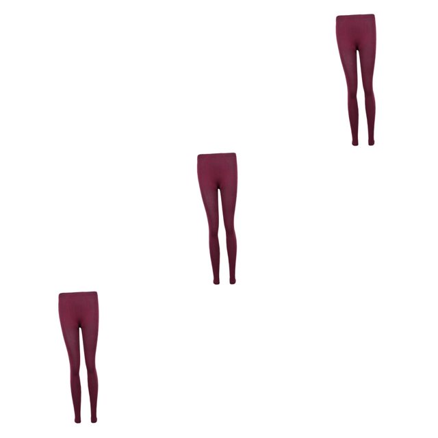 Redempat Thick Winter Tights with Fleece Lining for Women Red Footless 3PCS