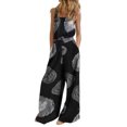 thumbnail image 1 of Innerwin Combinaison Longue Imprimée Florale pour Femmes Pantalon Large Été Sans Manches Ample une Pièce Combinaison Noire A S, 1 of 2