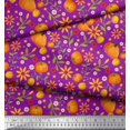 thumbnail image 2 of Soimoi Modal Satin Fabric Leaves,Floral & Pumpkin Vegetable Print Fabric by Yard 42 Inch Wide, 2 of 3