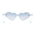 thumbnail image 2 of Womens Iridescent Rhinestone Bling Bubbly Heart Shape Sunglasses Blue, 2 of 4
