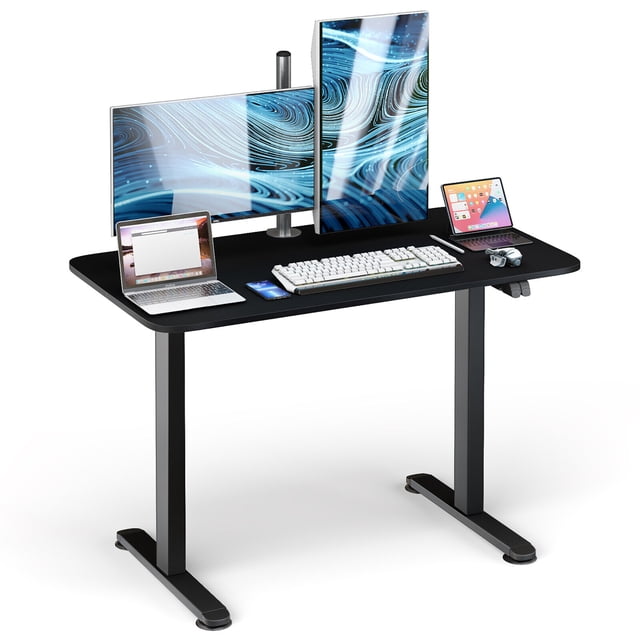 Gymax Bureau Debout Électrique Réglable pour Ordinateur avec Anticollision Noir