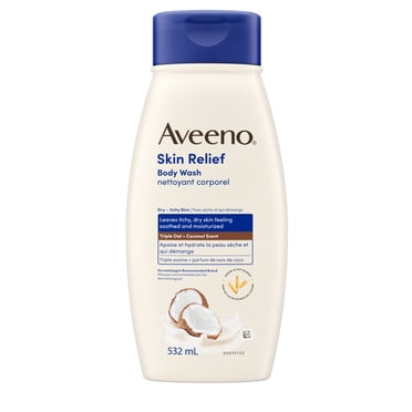 Aveeno Skin Relief Body Wash with a Gentle Coconut Scent & Triple Oat Formula, Daily Cleanser for Sensitive Skin Leaves Itchy, Dry Skin Feeling Soothed & Moisturized, Soap-Free