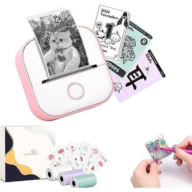 CUITING Print Pod Print Pods Mini Printer Pocket Mini Printer Mini Pocket Sticker Printer Inkless Sticker Printer for DIY Scrapbook Fast Printing Portable Mini Thermal Printer (Full G