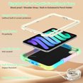 thumbnail image 3 of Case for iPad Mini 7 A17 Pro 2024/Mini 6 2021 8.3 Inch 7th/6th Gen with Butterfly Stand, Protective Tablet Cover with Pencil Holder Shoulder Strap for Kids Girls, Colourful Green, 3 of 7