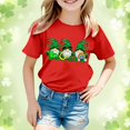 thumbnail image 2 of PMVFHDE Hauts d'Été pour Filles T-Shirts Mignons pour Filles Hauts Courts pour Filles Hauts de Sortie pour Filles T-Shirt à Manches Courtes Col Rond d'Été Coupe Décontractée Chemises Basiques Rouge, 4-5 Ans, 2 of 4