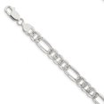 thumbnail image 1 of 925 Sterling Silver 8mm Pave Flat Figaro Chain Bracelet, 1 of 4