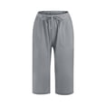 thumbnail image 4 of Timegard Womens Plus Size Pants Cotton Linen Elastic Waisted Drawstring Casual Trousers with Pockets, 4 of 6